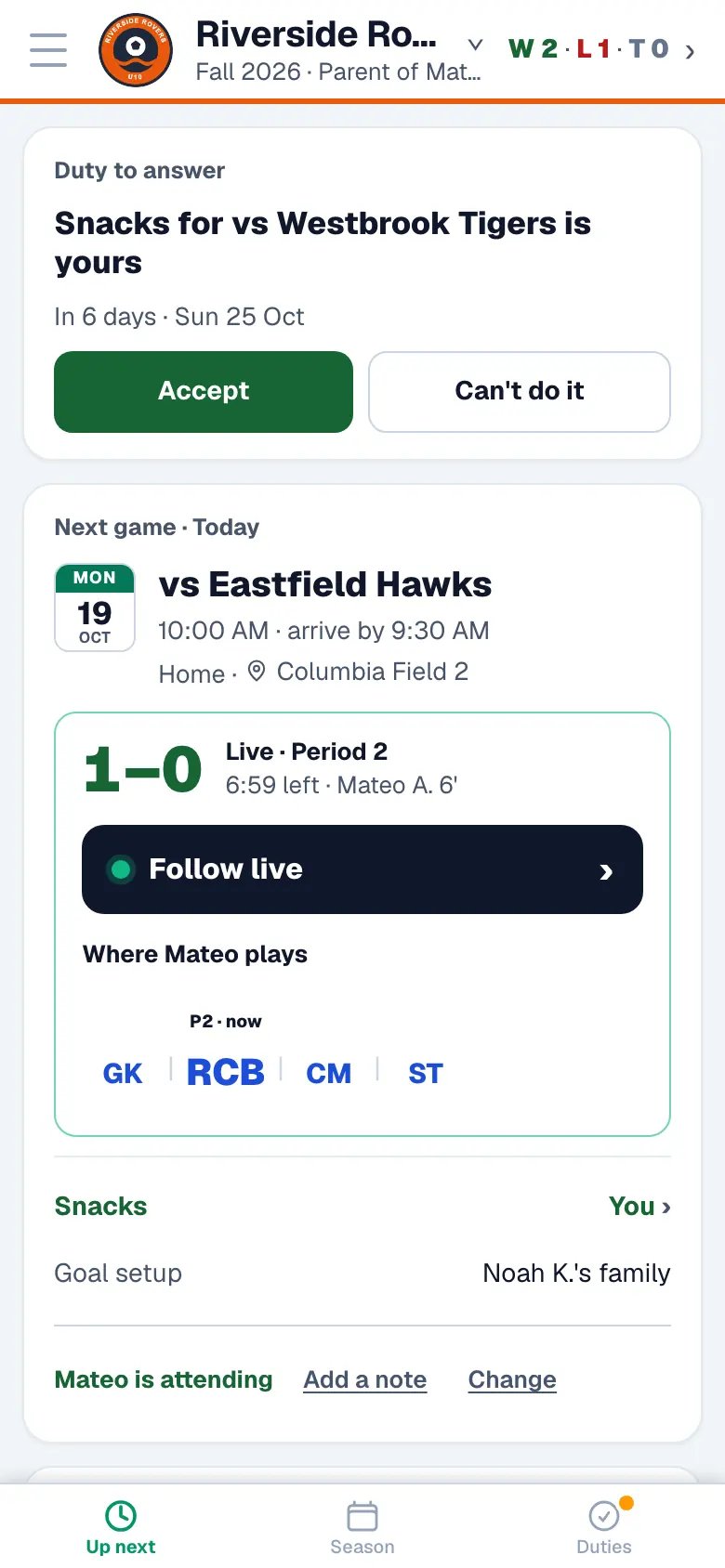 The next game, live
